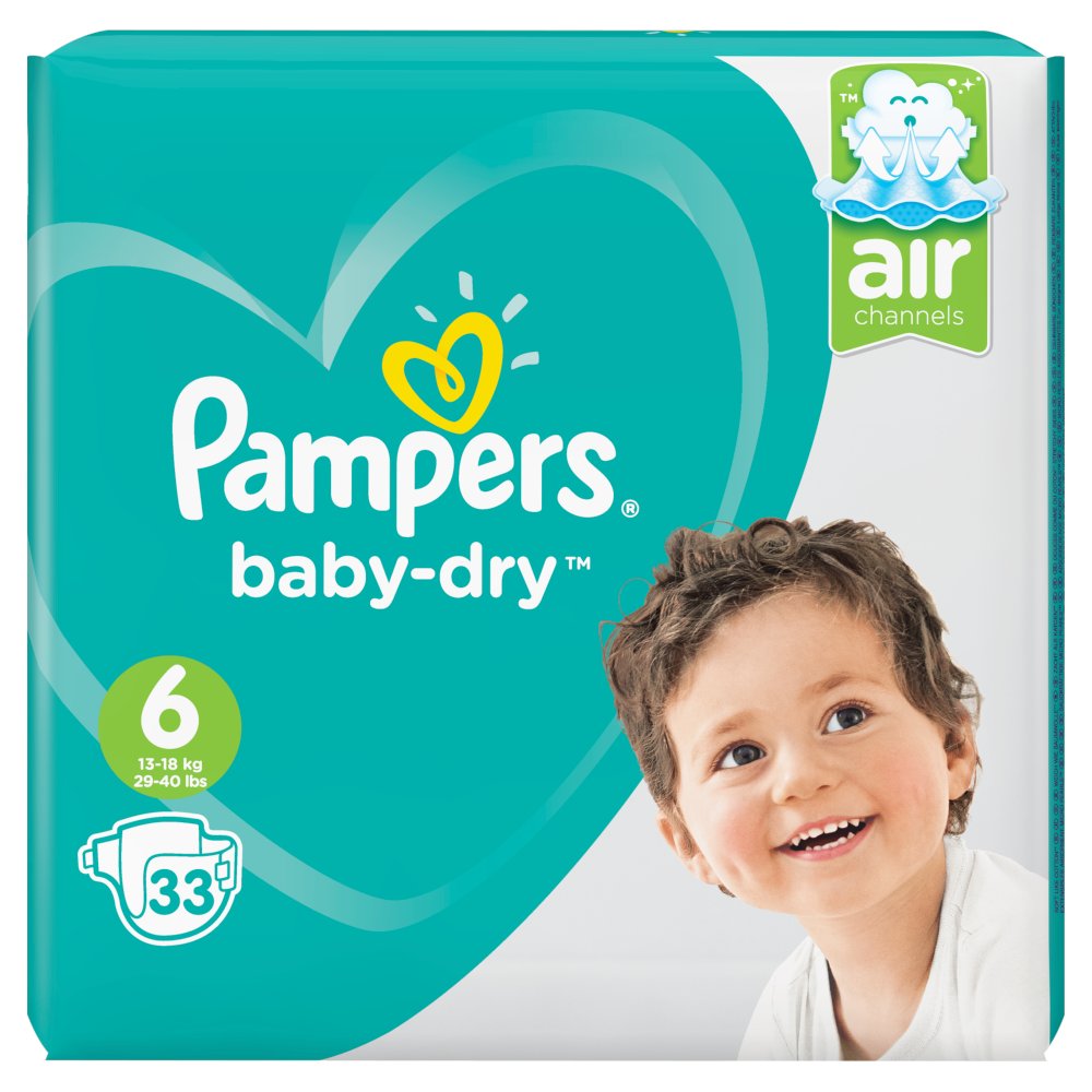 Pampers Baby-Dry Nappy Pants Size 5, 33 Nappies, 12kg - 17kg Essential Pack