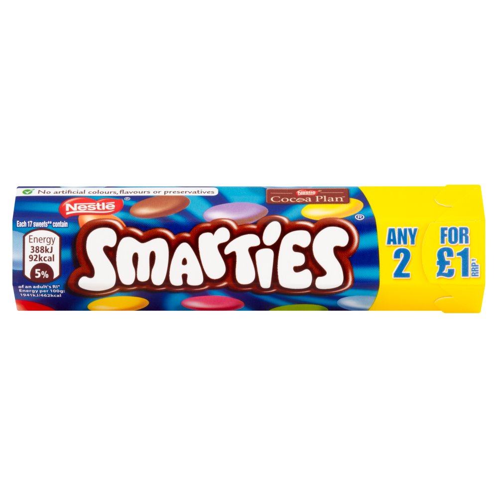 Smarties Milk Chocolate Sweets Tube 38g X 48 X 1 – Belito